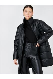 Куртка-пуховик из искусственной кожи Koton, черный