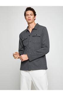 Куртка-рубашка с двойным карманом и классическим воротником на пуговицах Koton, серый