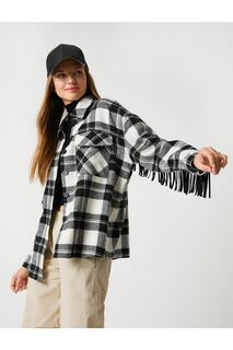 Куртка-рубашка Lumberjack с кисточками и детальными карманами на пуговицах Koton, черный