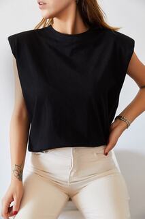 Женская базовая футболка черного цвета с подкладкой XHAN, черный