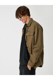 Куртка-рубашка с принтом и карманом Koton, хаки