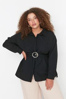 Рубашка больших размеров – черная – стандартного кроя Trendyol, черный