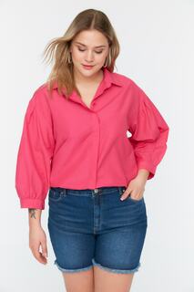 Рубашка больших размеров – розовая – свободного кроя Trendyol, розовый