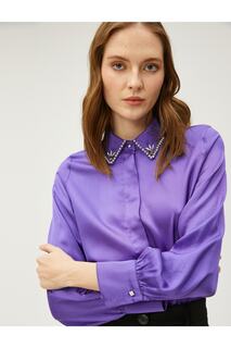Рубашка из атласного камня со потайными пуговицами Koton, фиолетовый