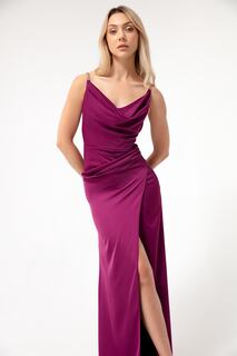 Женское атласное вечернее платье с вырезом под сливовый камень Lafaba, фиолетовый
