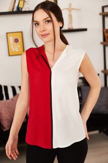 Женская белая блузка без рукавов с блокировкой спереди armonika, красный