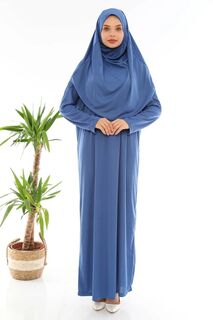 Легко носить цельное молитвенное платье цвета индиго, синее medipek, темно-синий