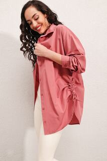 Рубашка оверсайз со шнурком 20132 — Пыльная роза Bigdart, розовый