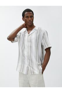 Летняя рубашка из хлопка с отложным воротником и короткими рукавами Koton, хаки