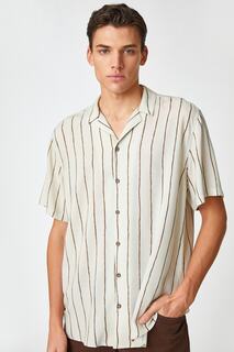 Летняя рубашка с отложным воротником и коротким рукавом Koton, экрю