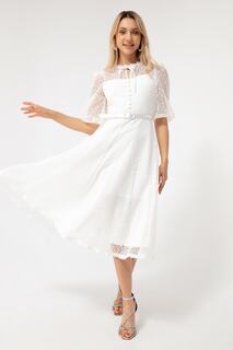 Женское белое кружевное вечернее платье миди Lafaba, белый