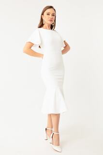 Женское белое платье-миди с воланами Lafaba, белый