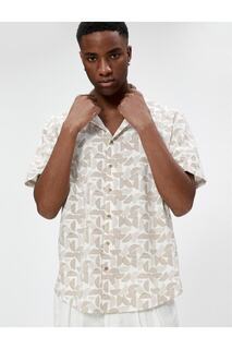 Рубашка с коротким рукавом и классическим воротником с геометрическим принтом, хлопок Koton, разноцветный