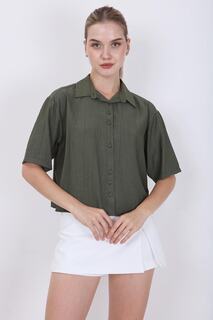 Рубашка с коротким рукавом на пуговицах спереди Vitrin, хаки