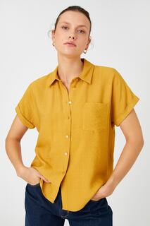 Рубашка с коротким рукавом реглан и карманом Koton, желтый