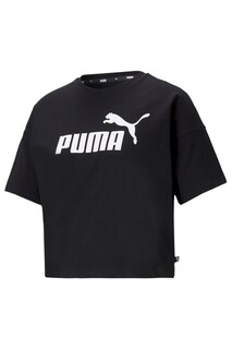 Укороченная женская футболка с логотипом Ess Puma, черный
