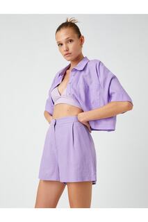 Льняные шорты с карманами Koton, фиолетовый
