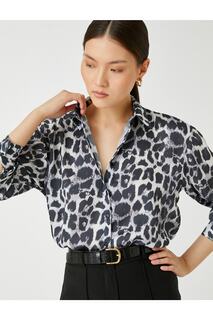 Рубашка с леопардовым узором с длинным рукавом Koton, серый