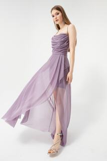 Женское вечернее платье с блестками и драпировкой на груди лавандового цвета Lafaba, фиолетовый