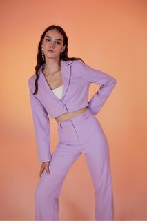 Укороченная модель с подкладкой, блейзер с длинными рукавами, панк-куртка сиреневого цвета HOLLY LOLLY, фиолетовый