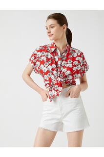 Рубашка с цветочным принтом и коротким рукавом Koton, красный