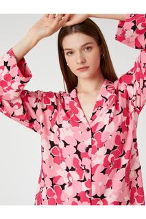 Рубашка с цветочным принтом Relax Fit с длинным рукавом Koton, розовый