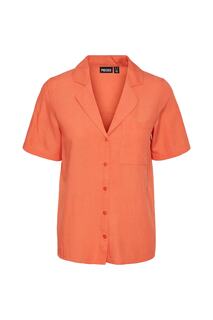 Рубашка – оранжевая – стандартного кроя. PIECES, оранжевый