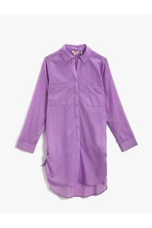 Рубашка-туника из хлопка, длинная Koton, фиолетовый