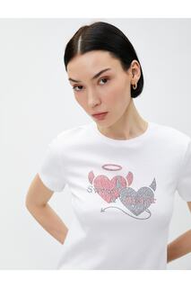 Укороченная футболка Heart Stone Koton, белый