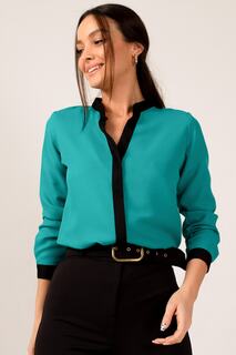 Женская бирюзовая рубашка в полоску спереди armonika, бирюзовый