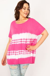 Женская блузка больших размеров Fujya с рисунком батика Şans, розовый