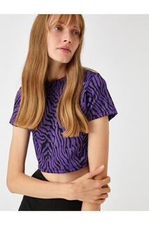 Укороченная футболка с рисунком зебры Koton, фиолетовый