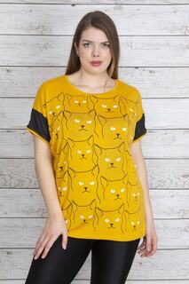 Женская блузка большого размера с желтым камнем и декором Şans, желтый