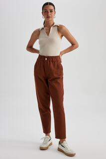 Мешковатые брюки из габардина из 100% хлопка DeFacto, коричневый