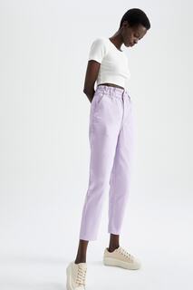 Мешковатые брюки из габардина из 100% хлопка DeFacto, фиолетовый