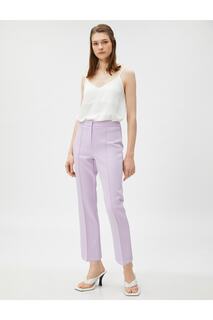 Укороченные брюки в рубчик с высокой талией Koton, фиолетовый