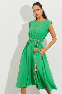 Женское зеленое платье миди с объемными карманами и карманами KSD2998 Cool &amp; Sexy, зеленый