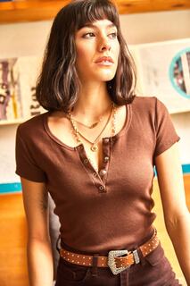 Женская блузка на бретельках горько-коричневого цвета Olalook, коричневый
