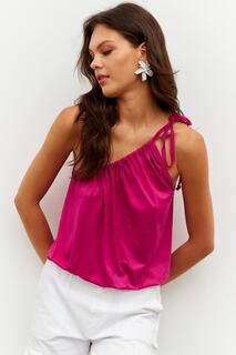 Женская блузка на одно плечо цвета фуксии EY2516 Cool &amp; Sexy, розовый