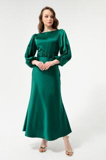 Женское изумрудно-зеленое помолвочное платье с длинными рукавами и воздушными шарами Lafaba, зеленый