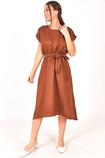 Женское кофейное платье с эластичной резинкой на талии armonika, коричневый