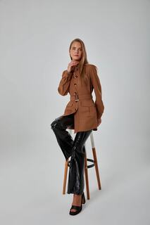Светло-коричневая куртка с накладными карманами Mizalle, коричневый