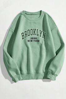 Унисекс мятно-зеленый оверсайз-зеленый свитшот с принтом Brooklyn MODAGEN