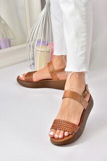 Светло-коричневые трикотажные женские повседневные сандалии из натуральной кожи Fox Shoes, коричневый