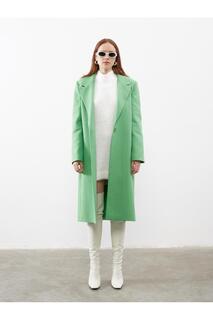 Фисташково-зеленое пальто с манжетами на одной пуговице Juste Studio, зеленый