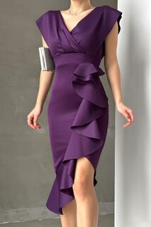 Фиолетовое вечернее платье с двубортным вырезом и разрезом из гибкой ткани lovebox, фиолетовый