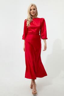 Женское красное помолвочное платье с длинными рукавами-фонариками Lafaba, красный