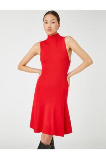 Мини-трикотажное платье без рукавов с водолазкой Koton, красный
