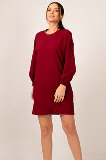 Женское креповое платье с круглым вырезом и круглым вырезом бордового цвета armonika, бордовый