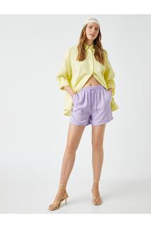 Мини-шорты с завязкой на талии и карманом Koton, фиолетовый